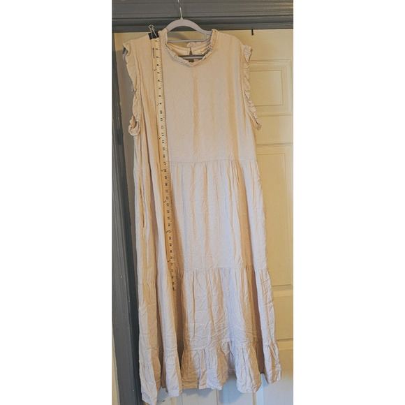 Sweet Magnolia Sleeveless Tiered Midi Dress Beige Textured Knit NWT Boho XXL - Picture 2 of 10